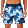 Bañador corto para hombre talla M de tejido azul estampado tropical con cordón