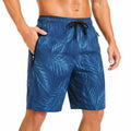 Bañador de hombre talla L azul con estampado de hojas y bolsillos con cremallera