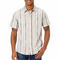 Camisa de hombre talla M de tejido ligero beige con rayas de manga corta
