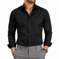Camisa de vestir para hombre talla L negra de manga larga estilo formal