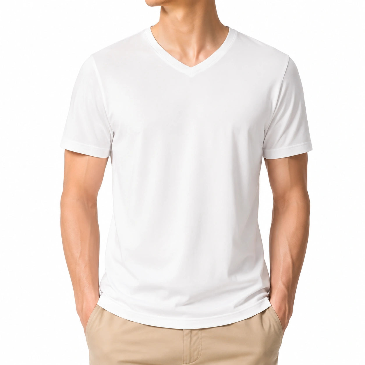 Camiseta de hombre talla M blanca de manga corta con cuello de pico