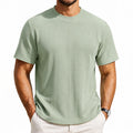 Camiseta de punto para hombre talla L verde salvia de manga corta con textura vertical