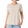 Camiseta de mujer talla M de tejido beige - manga corta y cuello redondo