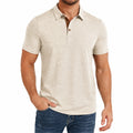 Polo de hombre talla M beige de manga corta con tejido jaspeado