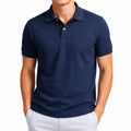 Polo de hombre talla L azul marino de tejido de punto de manga corta estilo clásico